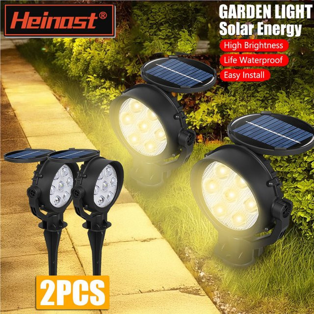 Heinast LED Solar Spot Lichter Set, IP65 wasserdichte Outdoor Solar Gartenleuchten in Schwarz, dimmbar und modern für Garten und Hof - Bild 1
