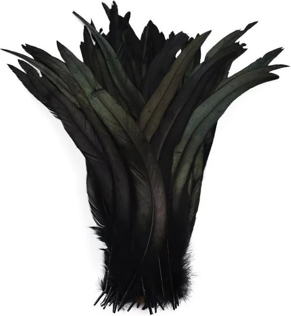 100 Stück schwarze Hahnfedern von Binchi Outdoor Product für Bastelarbeiten und Schmuckzubehör, Länge: 35-40 cm - Bild 1