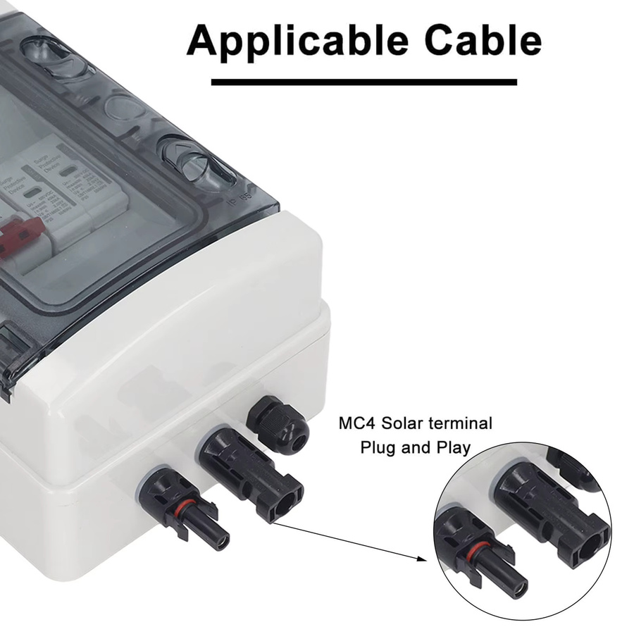 KKMOON PV Combiner Box IP65 Wasserdicht in Weiß mit DC500V 32A Leistungsschalter und Überspannungsschutz - Bild 6