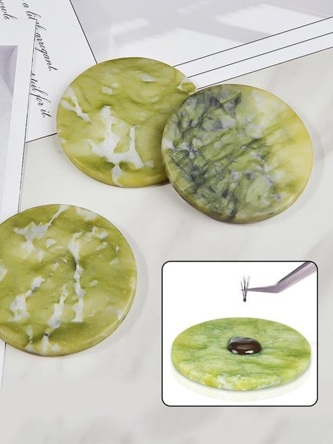Klimonla Wimpernkleberhalter, Grüner Marmor-Jade-Stein-Palette - Bild 1