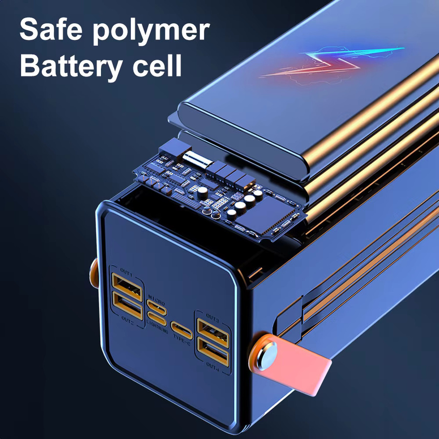 GerTong Powerbank 50000mAh mit 45W Schnellladung, digitale Anzeige und LED-Licht, Schwarz - Bild 3