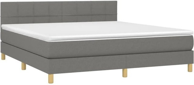 vidaXL Boxspringbett mit Matratze und LED-Unterbettbeleuchtung in Dunkelgrau und Weiß, Hybrid-Konstruktion mit Taschenfederkern und USB-Ladeanschluss, B/T/H: 160 x 203 x 78 cm - Bild 1