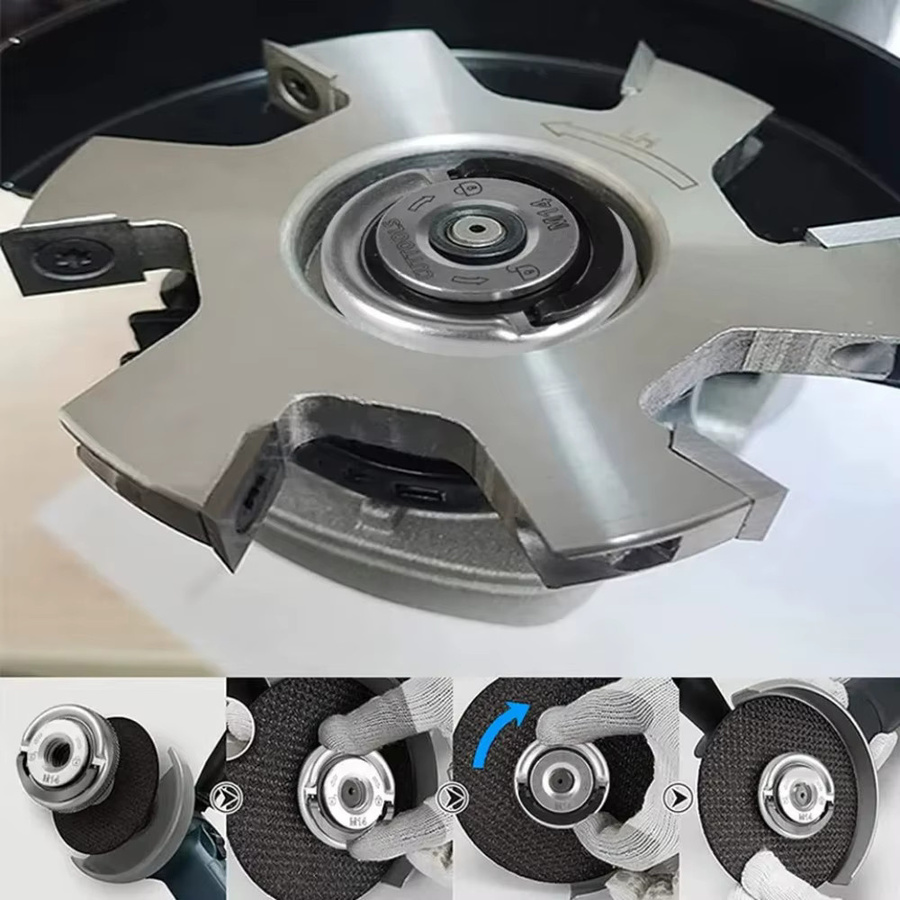 Power Chuck Quick Release Set für Winkelschleifer M14 und M10, Selbstverriegelnde Spannplatte mit Flanschmutter, Farbe: Silber - Bild 3