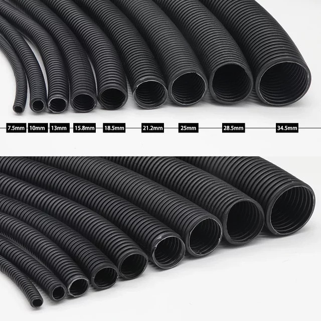 Isoliertes PP Wellrohr als Kabelschutz aus Kunststoff in Schwarz, Durchmesser: 7,5 mm bis 34,5 mm - Bild 1