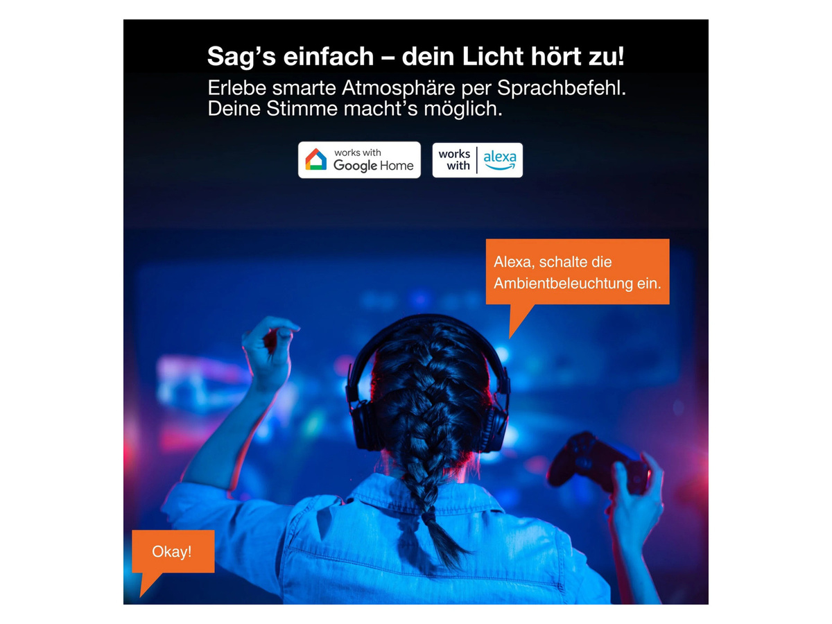 OSRAM SMART+ WIFI FLEX RGBIC LED-Streifen mit Fernbedienung, Multicolor und Weiß, 5 m Länge, 22 W, 500 lm, dimmbar - Bild 2