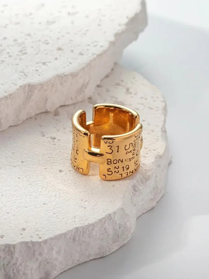 Jinyve Wickelring Edelstahl, Gold, Vintage, Unisex - Bild 2