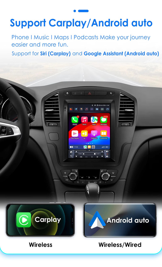 OSSURET Android 14 Autoradio im Tesla Style für Opel Insignia und Buick Regal 2009–2013 mit GPS, Carplay und Android Auto, Schwarz - Bild 3