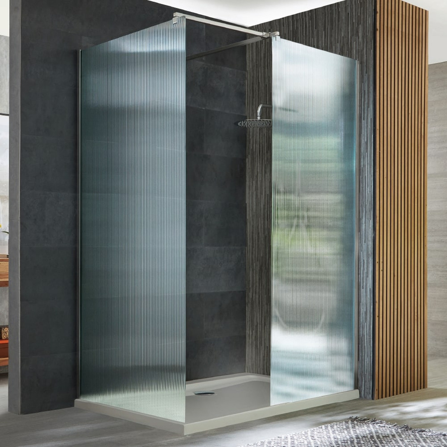 Florence Hudson Reed Walk-In Eckeinbau Dusche mit geriffeltem Glas und Duschwanne, Chrom, B: 110 cm, T: 70 cm - Bild 1