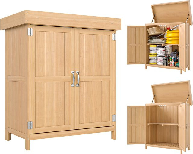 Outsunny Gartenschrank aus Tannenholz und Fichtenholz in Braun, B/T/H: 74 x 43 x 88 cm - Bild 1