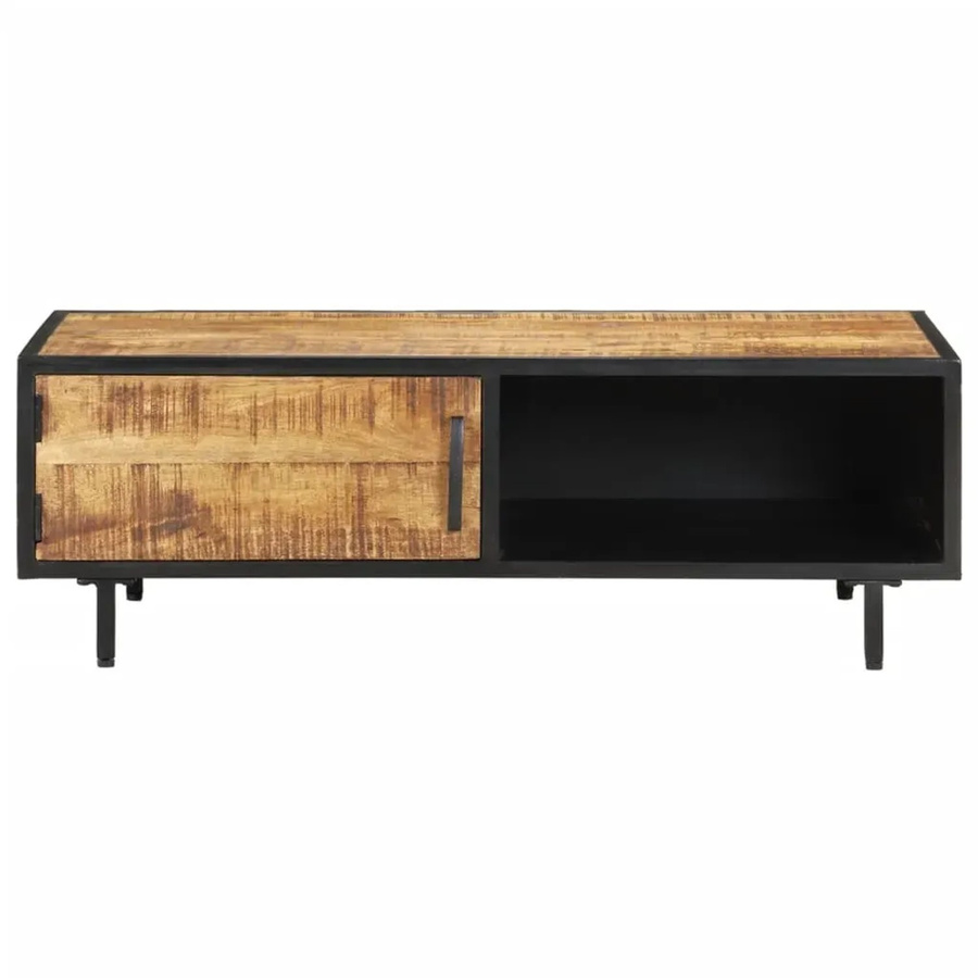 vidaXL Couchtisch aus Mangoholz in Braun mit Metallbeinen, B/T/H: 105 x 50 x 35 cm - Bild 2