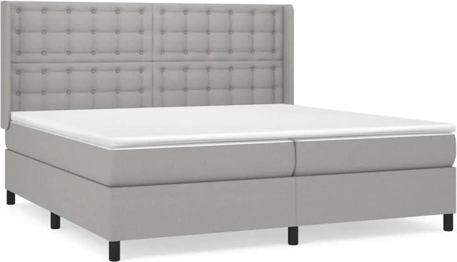 vidaXL Boxspringbett mit Matratze und Kopfteil in Grau, B/T/H: 200 x 203 x 118 cm - Bild 1
