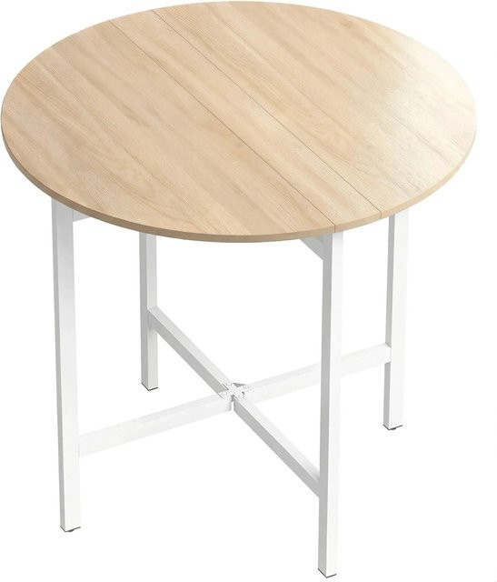 HOMCOM Klappbarer Esstisch rund aus Spanplatte und Stahl, Farbe Weiß, B/T/H: 80 x 80 x 76 cm - Bild 1
