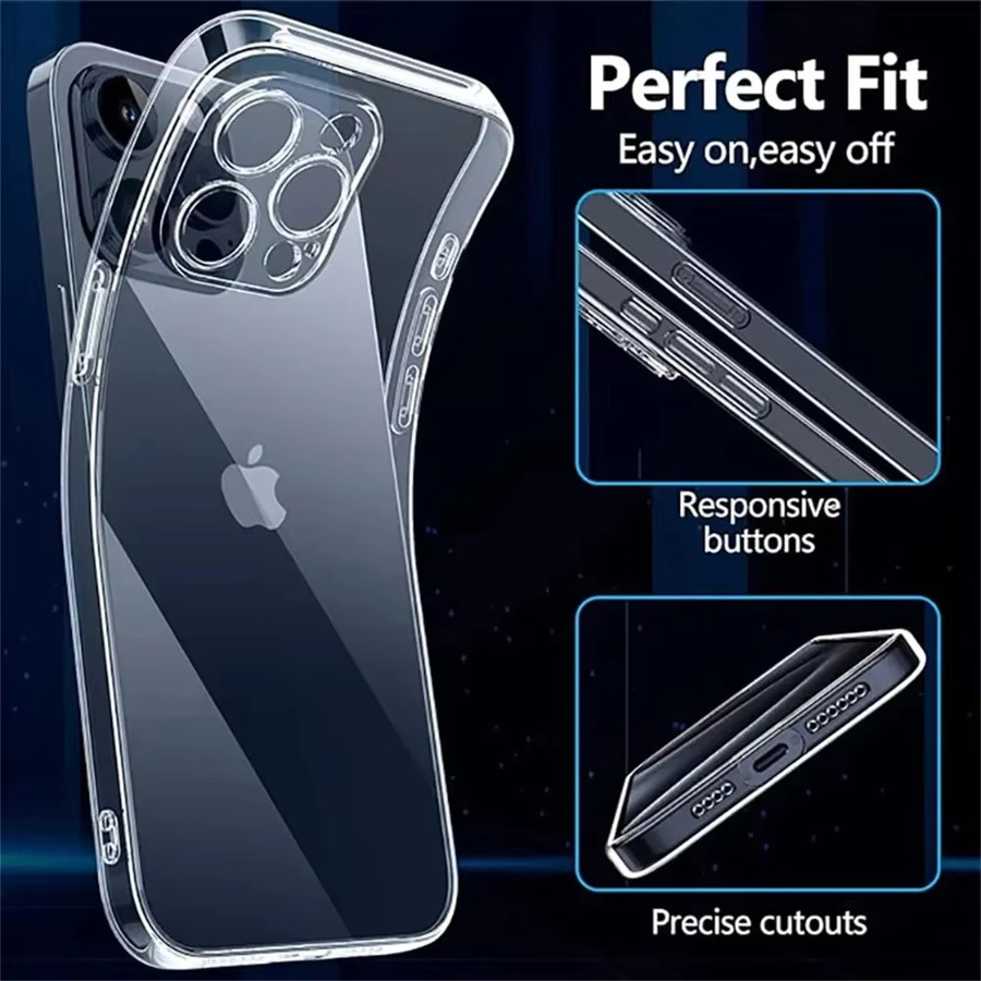 Stoßfeste transparente Schutzhülle für iPhone 11 bis iPhone 16 Pro Max in Schwarz - Bild 3