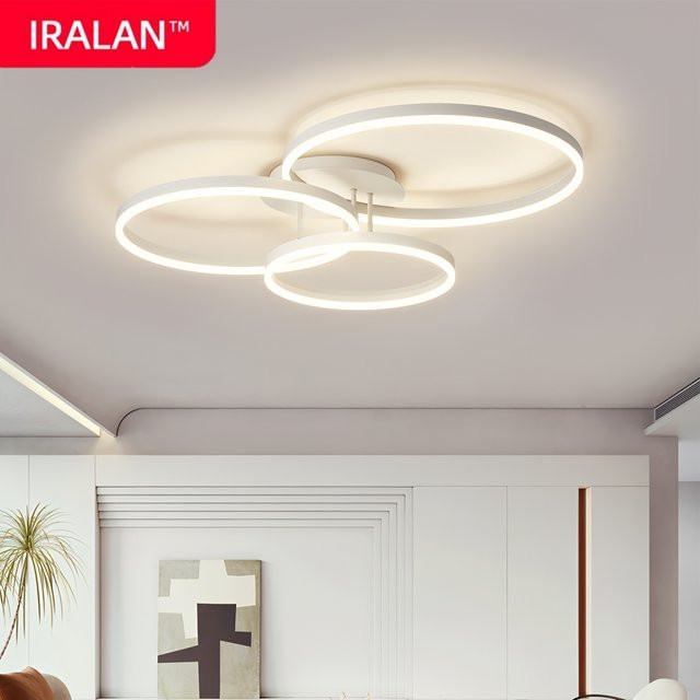 IRALAN Minimalistische LED-Deckenleuchte in Weiß mit Fernbedienung und dimmbarer Lichtsteuerung für dein Wohnzimmer - Bild 1