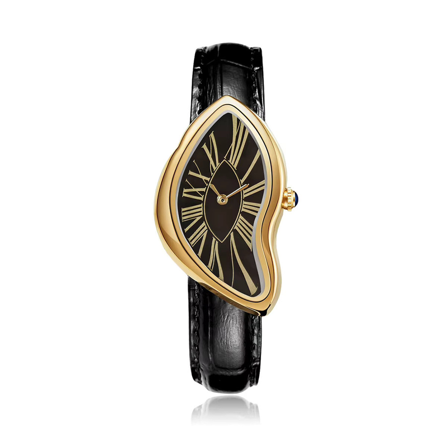 STARPERISH Armbanduhr, Quarz, Leder, Gold, Schwarz, Diamant, Unisex - Bild 2