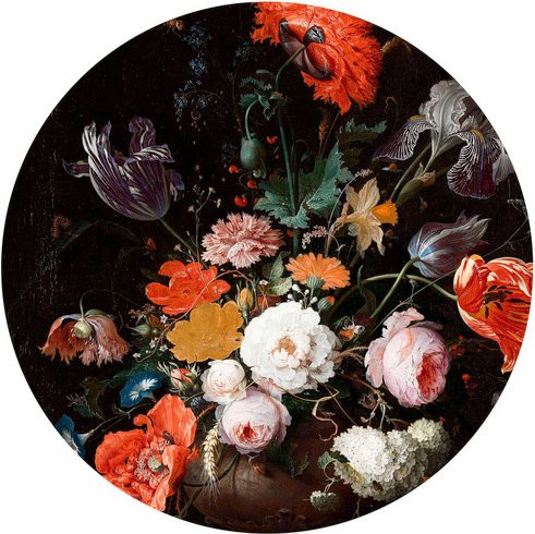 K&L Wall Art Vliestapete Mignon Stillleben Blumen, Rundes Wandbild, mehrfarbig, matt, B/H: 153 x 140 cm - Bild 1