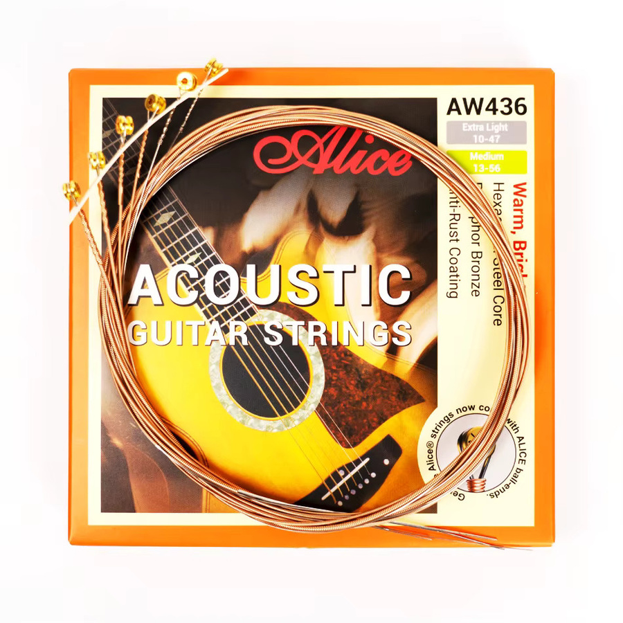 Alice AW436 Akustische Folk-Gitarrensaiten aus Phosphor Bronze mit Anti-Rost-Beschichtung (Stärken: 10-47, 11-52, 12-53, 13-56) - Bild 3
