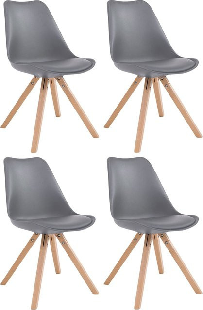 CLP 4er Set Küchenstühle Toulouse Square mit Kunstlederbezug und Holzgestell - Bild 1