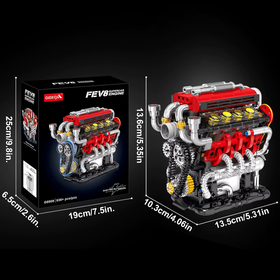 wishiot Klassische Supercar V8 Motor, Bausteine, 558 Teile - Bild 6