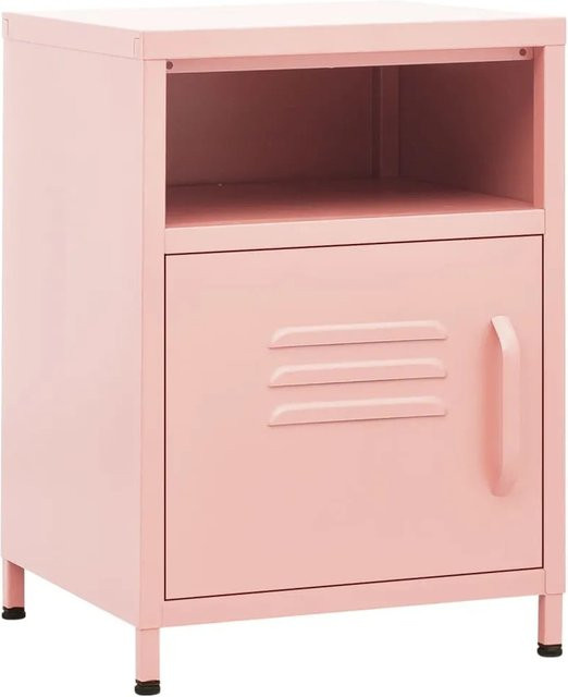 vidaXL Nachttische 2er Set aus Metall in Rosa, modern und matt, B/T/H: 35 x 35 x 51 cm - Bild 1