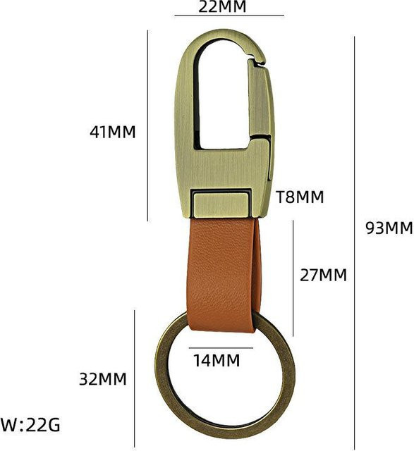 Schlüsselanhänger Leder, Metall, beige, Herren - Bild 1