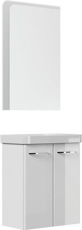 FACKELMANN Waschplatz-Set MILANO in Weiß mit LED-Beleuchtung und Soft-Close-Türen, B/T/H: 55,5 x 30,0 x 67,0 cm - Bild 1