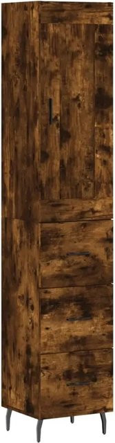 vidaXL Highboard Räuchereiche in Braun aus Holzwerkstoff und Metall, B/T/H: 34,5 x 34 x 180 cm - Bild 1
