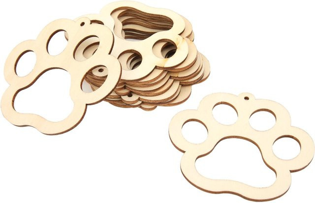 30 Stück Tooarts Holzstücke Bärenpfote aus Naturholz in Beige zur Dekoration - Bild 1