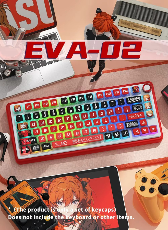 KYOMOT Anime Tastenkappen EVA Set mit PBT-Pudding und MAS-Profil für mechanische Tastaturen, Multicolor - Bild 2