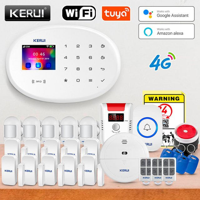 KERUI 4G Wireless Home Alarm Set W204 in Weiß mit Rauchmelder und Bewegungssensor, Tuya Smart WiFi GSM Alarmsystem für deine Heimsicherheit - Bild 1