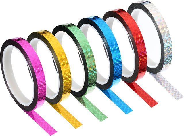 Holografisches Prismenband in Multicolour und Blau, metallisiertes reflektierendes Washi-Band für Kunsthandwerk und Dekoration, Länge: 50 m, Breite: 12 mm - Bild 1