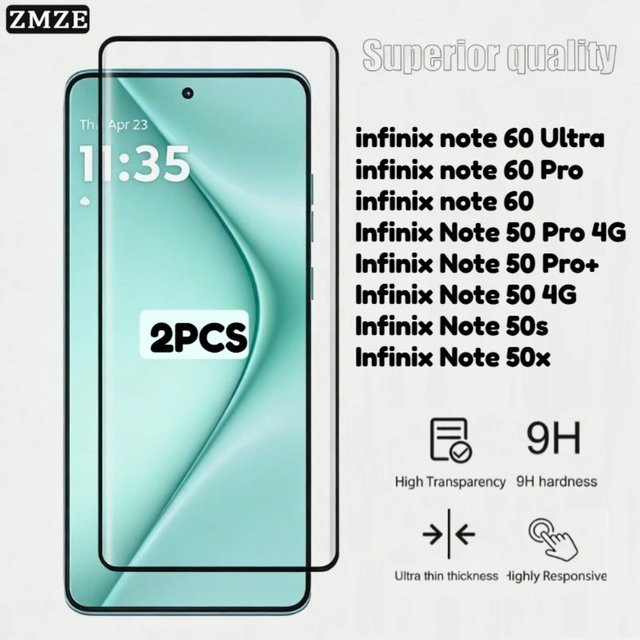 2 Stück HD-Schutzfolie aus gehärtetem Glas für Infinix Note 60 Ultra, Note 60, 50 Pro+, Note 50 4G, 50S und 50X Edge, transparent - Bild 1