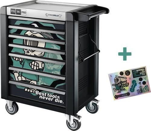 Stahlwille Werkstattwagen 81200175 Schwarz mit Arbeitsplatte aus Edelstahl, abschließbar und rollbar - Bild 1