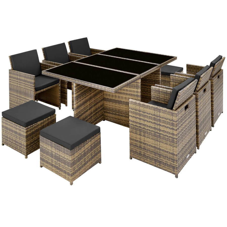 tectake Aluminium Rattan Sitzgruppe für Garten in Beige oder Braun mit Tisch und Stühlen - Bild 3