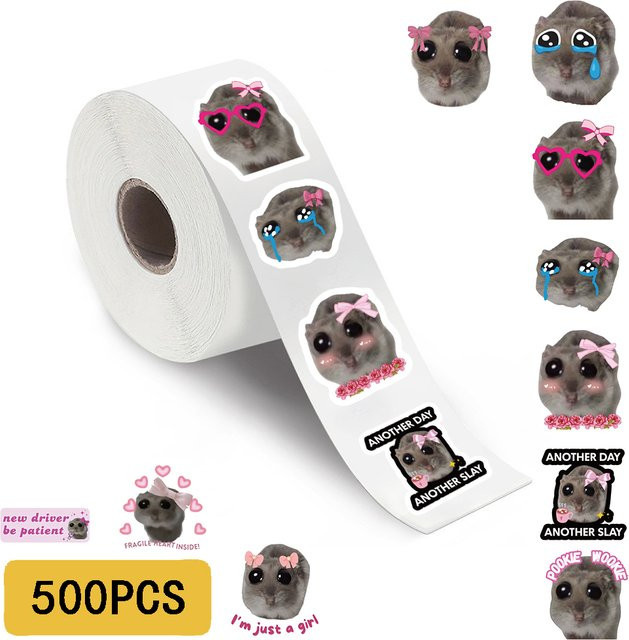 500 Stück Traurige Hamster Aufkleber von PickJoy in Multicolour für DIY Scrapbook, Laptop und Gepäck - Bild 1