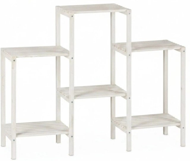 Relaxdays Blumenregal aus Tannenholz in Weiß, B/H/T: 70 x 89 x 26,5 cm - Bild 1
