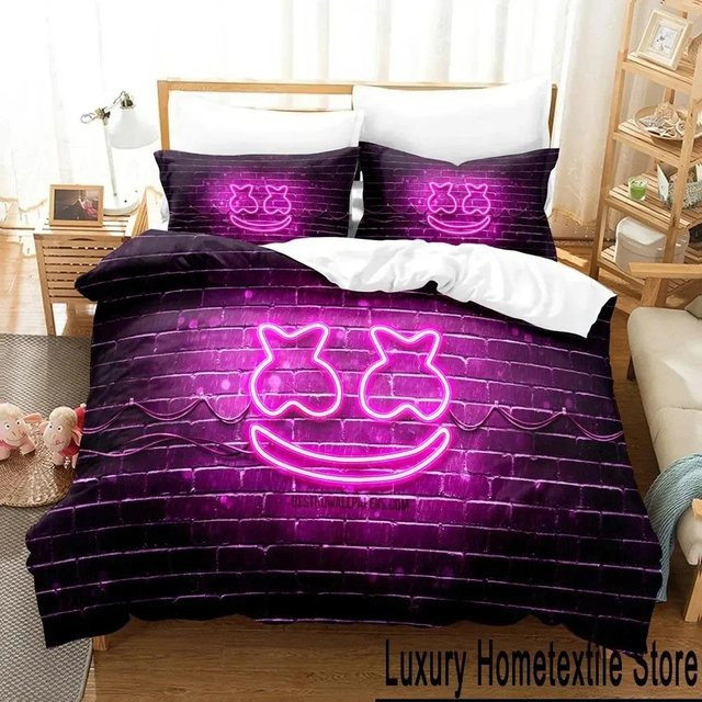 Bettwäscheset Marshmallow DJ mit 3D-Druck in Lila, bestehend aus Bettbezug und Kissenbezug, B/H: 140 x 210 cm - Bild 1