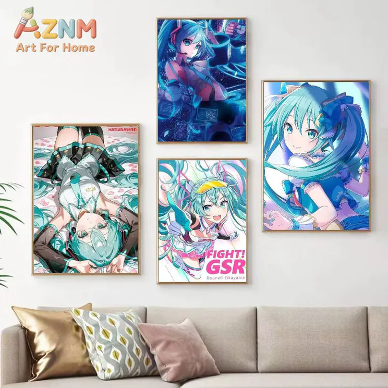 KAYOU Leinwand-Poster Hatsune Miku Anime Porträt Wanddekoration mehrfarbig - Bild 2