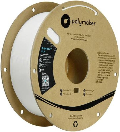 Polymaker PolySonic PLA Highspeed Filament 1.75mm Weiß 1000g - Bild 1