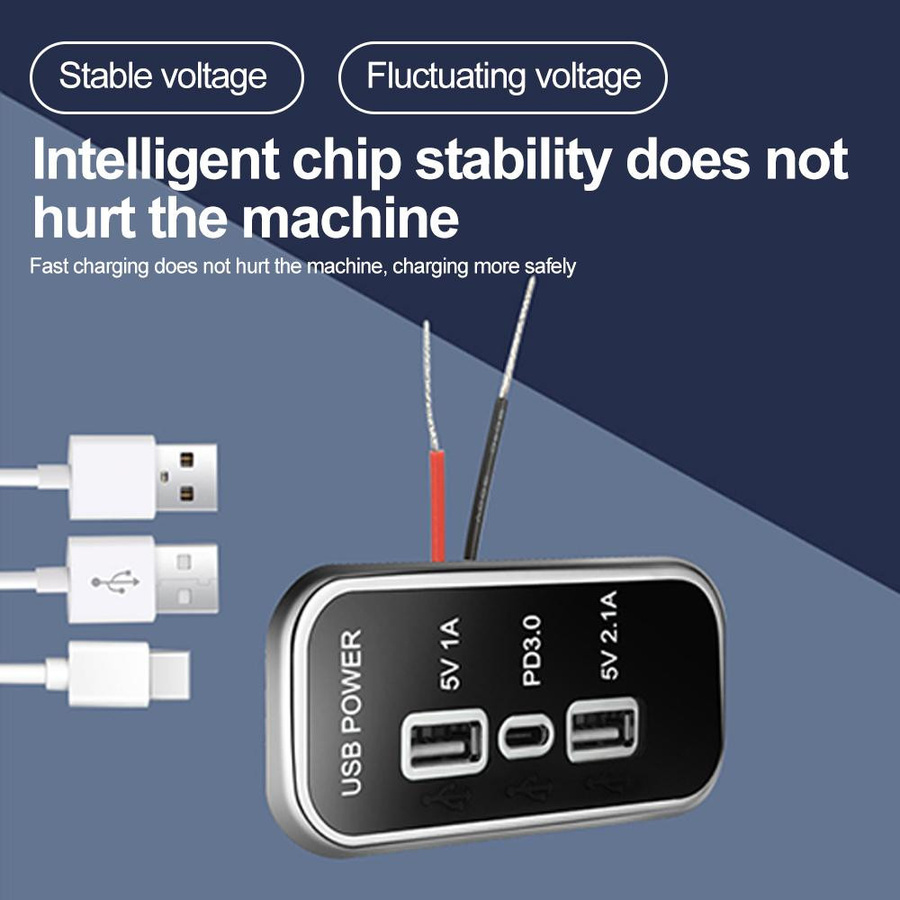 Meiteai-Car&Motor Dual USB Auto Ladegerät mit PD und USB-C sowie USB-A, 35,5 W, Schwarz, für 12/24 V Auto, Motorrad, Lkw, ATV, Boot, RV und Bus - Bild 3