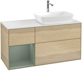 V&B Waschtischunterschrank Finion in Weiß mit Eichenregal, Breite: 120 cm, Tiefe: 50,1 cm, Höhe: 50,1 cm - Bild 1