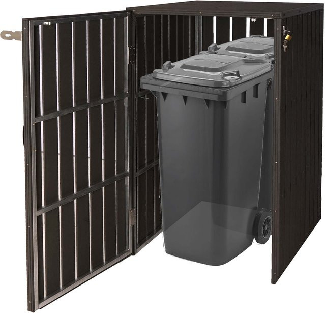 MCW WPC-Mülltonnenverkleidung J28 Mülltonnenbox in Anthrazit Holzoptik B/T/H: 115 x 77 x 97 cm - Bild 1