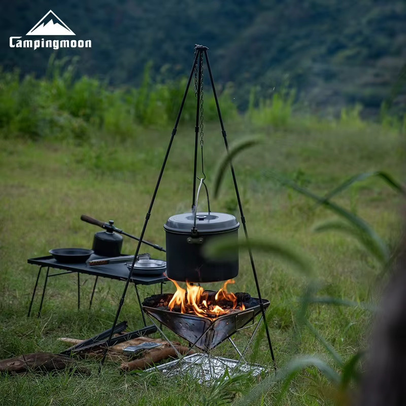 CAMPINGMOON Kochstativ MS-105-BK Bushcraft-Aufhänger für Outdoor Camping und BBQ Grillständer in Schwarz, Höhe: 107,0 cm, Breite: 67,5 cm - Bild 4