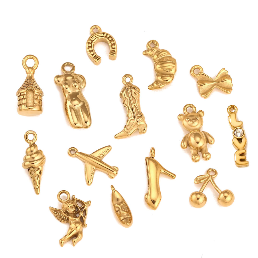 DOOYIO Charms Anhänger Edelstahl, Gold, 3 Stück - Bild 2