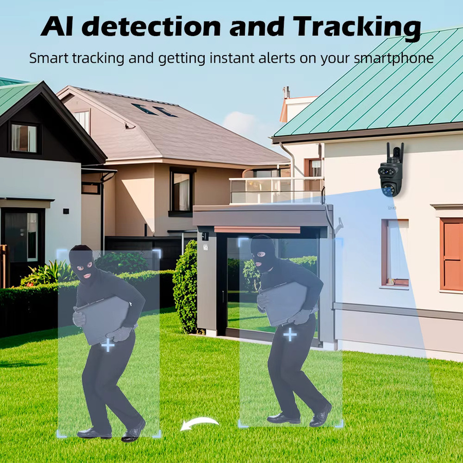 FUERS 5K 10MP Dual Objektiv IP Kamera Tuya Smart Home WLAN Außenüberwachung mit Auto Tracking und Alarm in Schwarz - Bild 4