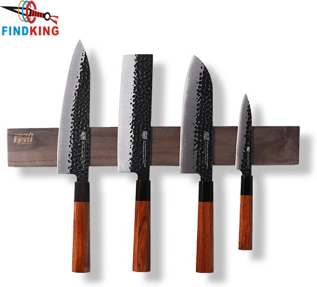 Findking Magnetischer Messerstreifen aus Akazienholz, 3er Set, Braun, Wandhalterung für Messer - Bild 1