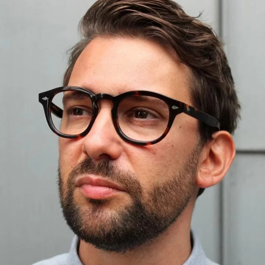 BETSION Korrektionsbrille, Acetat, rund, Vollrand, braun, Unisex - Bild 4