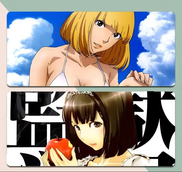 Gaming-Mauspad P-Prison School Anime-Comedy in Schwarz und Multicolour, große rutschfeste Schreibtischunterlage mit genähtem Rand - Bild 1