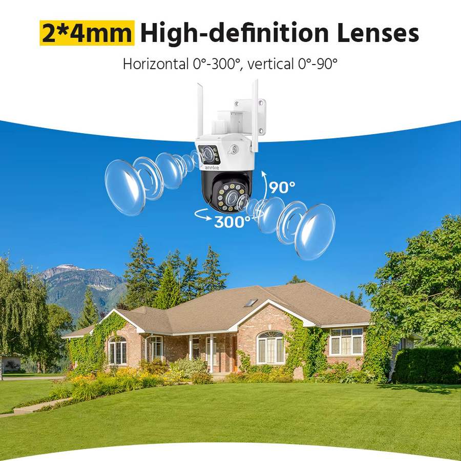 ANNKE 6MP Dual-Objektiv Outdoor Wireless WiFi Sicherheit PT Kamera mit rot-blau blinkenden Lichtern, Sirene, Smart Dual Licht und Zwei-Wege-Audio - Bild 5