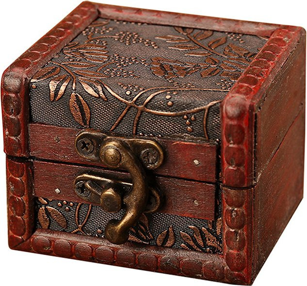Vintage Schmuckbox aus Holz im chinesischen Stil mit Schloss zur Aufbewahrung von Ringen, Broschen, Armbändern und Ohrringen - Bild 1